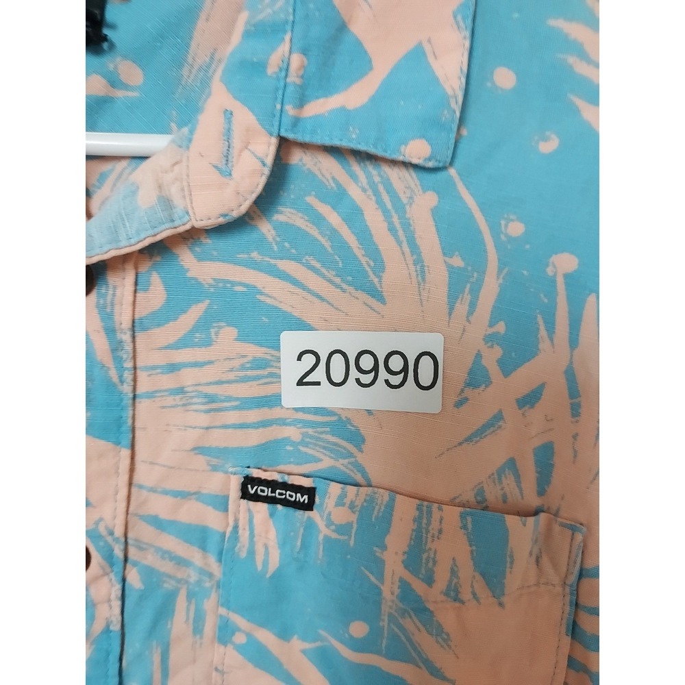 Volcom Shirt Mens Large Modern Fit Palm Print Rayon Blend Hawaiian Surfer Beach - Picture 9 of 9